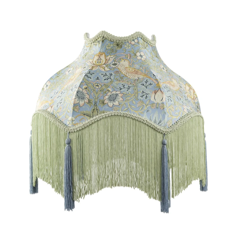 Image of Happy Homewares Vintage Victorian Shabby Chic Lamp Shade in Emerald Green & Blue Size: 14" Multicolor Unisex 14"