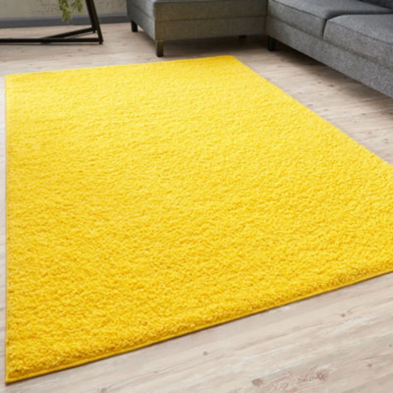 Image of THE RUGS Shaggy Rugs Yellow Living Room Rug - Soft Fluffy Thick Carpet For Bedrooms & Kitchen Easy To Clean Home Decor Rugs Size: 180cm x 270cm Ye