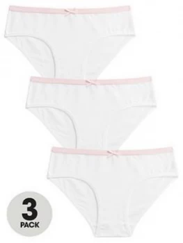 image of Mango Girls 3 Pack Contrast Waistband Knickers - White