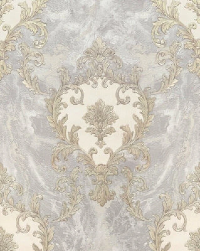 Image of Rasch Sienna Damask Vasari Metallic Italian Grey Luxury Wallpaper 534351