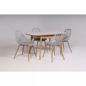 Image of Out & out Abbey Extendable Dining Set with 4 Aurora Chairs in Grey 106cm-136cm
