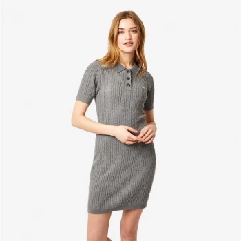 image of Jack Wills Polo Cable Knitted Mini Dress - Grey Marl