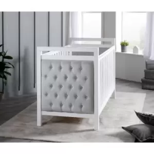 Image of Babymore Velvet Deluxe White Cot Bed