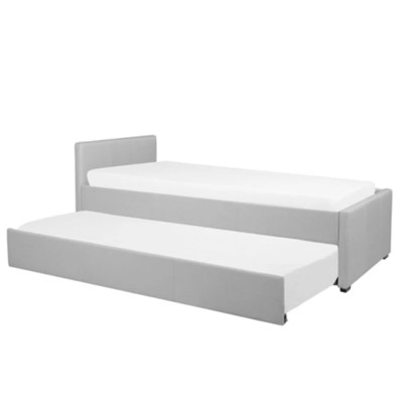 Image of Beliani Trundle Bed Fabric Marmande 80 X 200 Cm (Eu Small Single) Light Grey