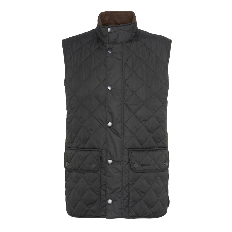 Image of Barbour Mens Lowerdale Diamond-Quilted Gilet Black BK11 male L
