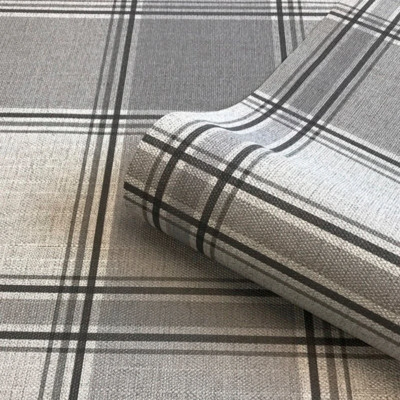 Image of Belgravia Giorgio Check Heavyweight Textured Vinyl Wallpaper Grey 8101