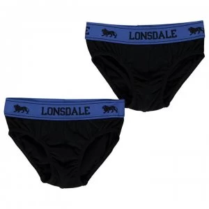 image of Lonsdale 2 Pack Briefs Junior Boys - Black/Blue