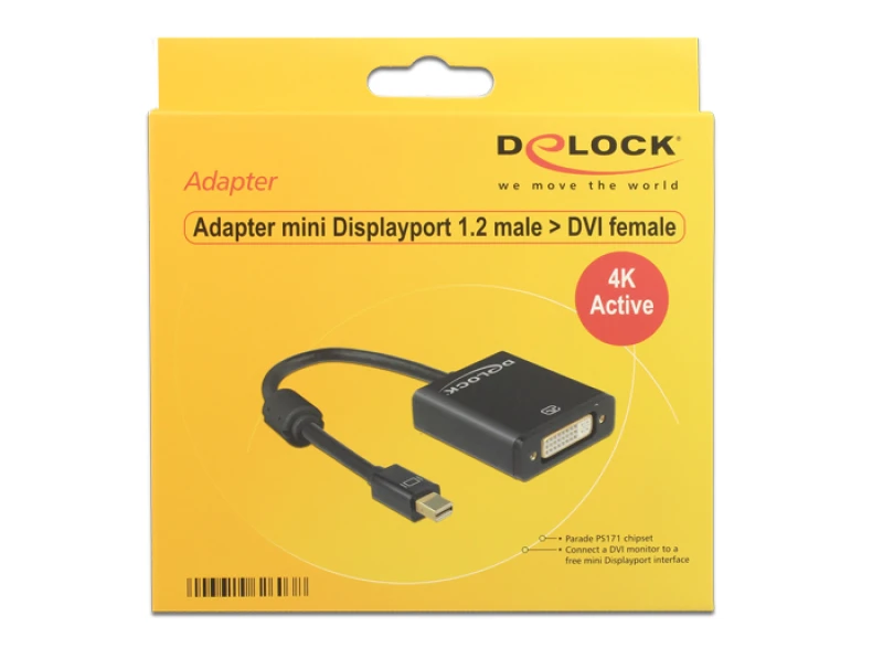 Image of DeLOCK 62603 video cable adapter 0.2 m Mini DisplayPort DVI-I Black