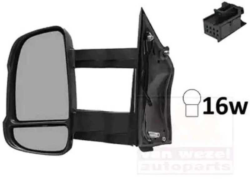 Image of VAN WEZEL 1651827 Wing mirror * HAGUS * Left, black, Long mirror arm Outside Mirror (50)