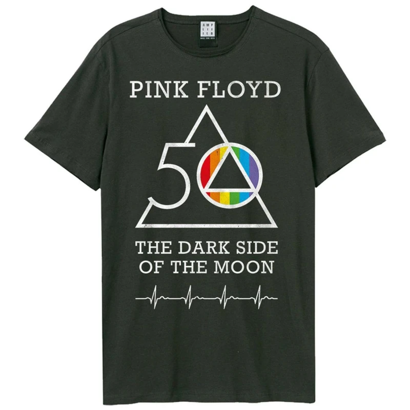 Image of Amplified Amplified Men The Dark Side Of The Moon Pink Floyd 50th Anniversary T-Shirt in Charcoal Size: X-Small Charcoal XS Male 5063377062809