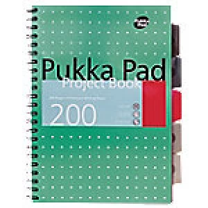 image of Pukka Pad Project Book Metallic A4+ Ruled 8mm Lines Green 3 pieces of 100 sheets