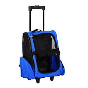 Image of PawHut Pet Travel Backpack Blue Trolley Suitcase