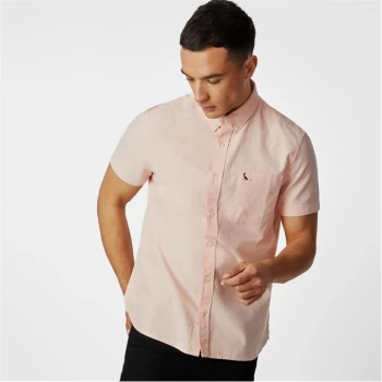 image of Jack Wills Stableton Short Sleeve Oxford Shirt - Coral