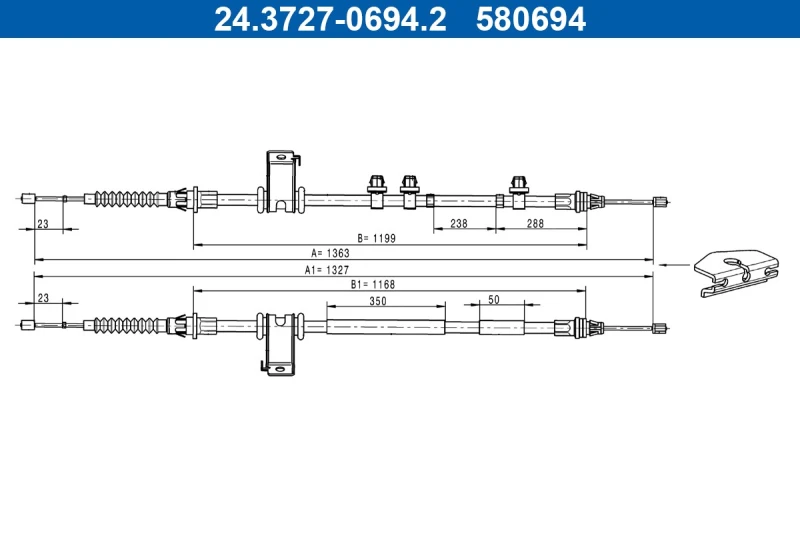 Image of Handbrake cable ATE 24.3727-0694.2