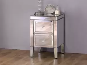 Image of Birlea Valencia Mirrored 2 Drawer Bedside Assembled