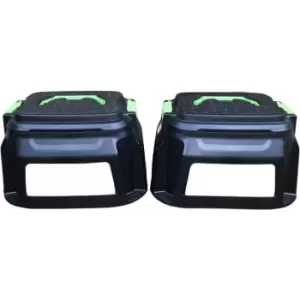 2 x 33cm Black and Green Heavy Duty Step Stool with Tool Caddy Storage