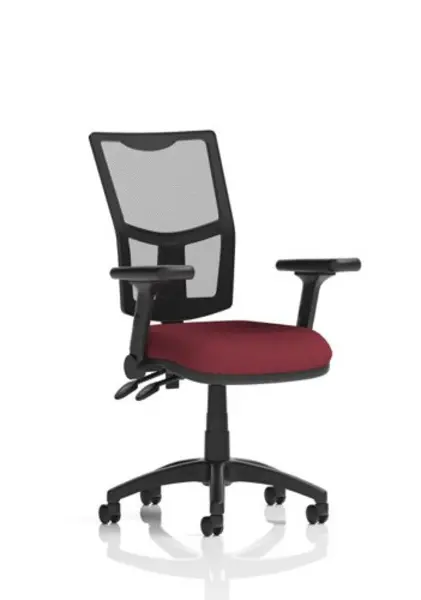 Image of Eclipse Eclipse Plus II Lever Task Operator Chair Mesh Back With Bespoke Colour Seat in Ginseng Chilli With Height Adjustable And Folding Arms KCUP17