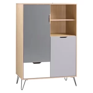 image of Bergen Tall Sideboard Brown/White/Grey