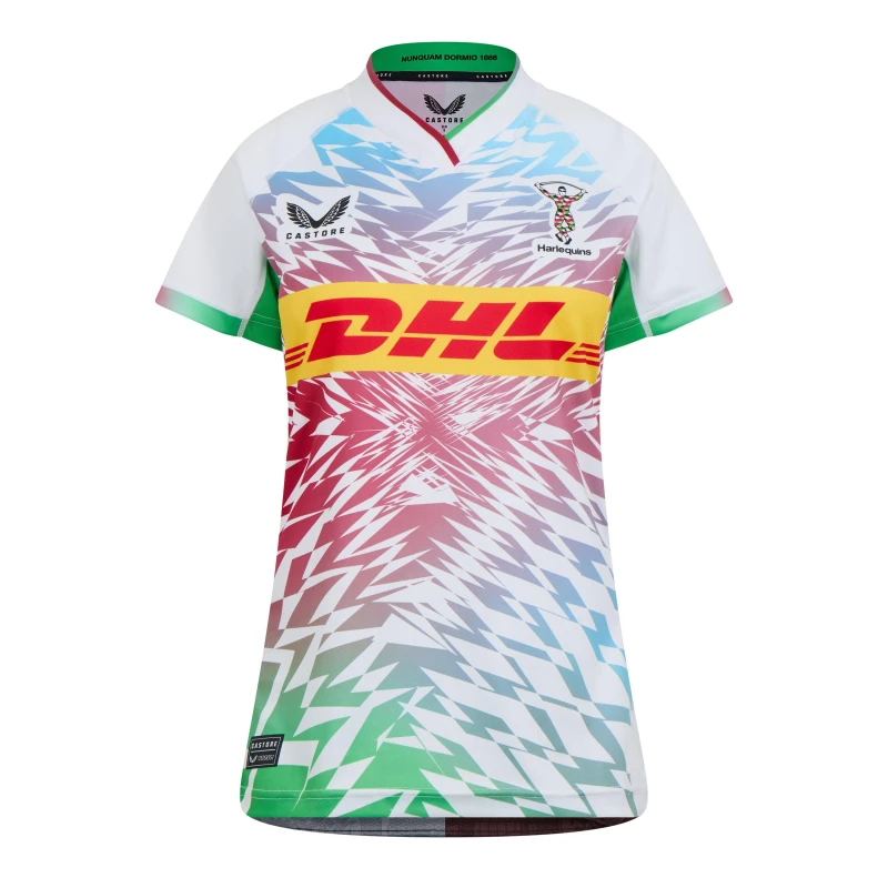 Image of Castore Harlequins Away Shirt 2024 2025 Womens Wht/Red/blu female 14 (L)