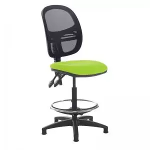 image of Jota mesh back draughtsmans chair with no arms - Madura Green