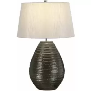 image of Loops - Table Lamp Textured Graphite Silver Faux Silk Shade Included LED E27 60W