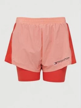 Image of Tommy Hilfiger 2-in-1 Woven Shorts - Coral , Coral, Size XS, Women
