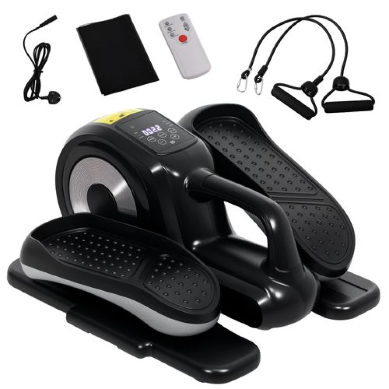 Image of SPORTNOW Mini Elliptical Machine, Seated Pedal Exerciser w/ Remote Control Black