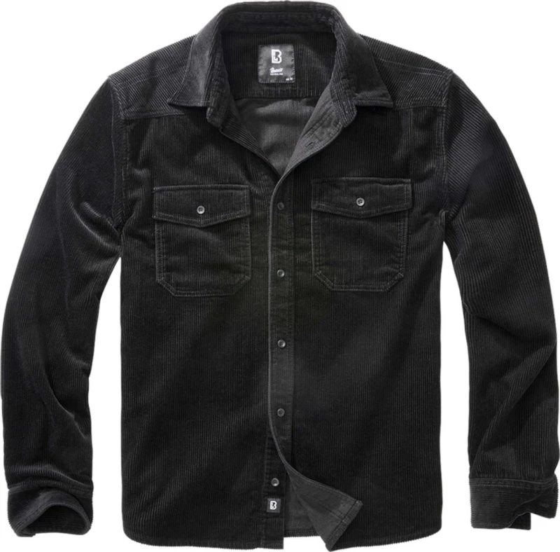 Image of Brandit Classic long-sleeve velvet shirt Brandit Noir Male L