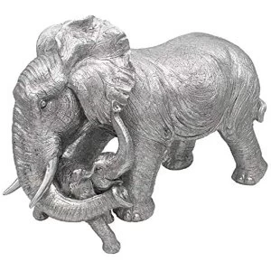 Image of Silver Art Elephant & Calf Ornament