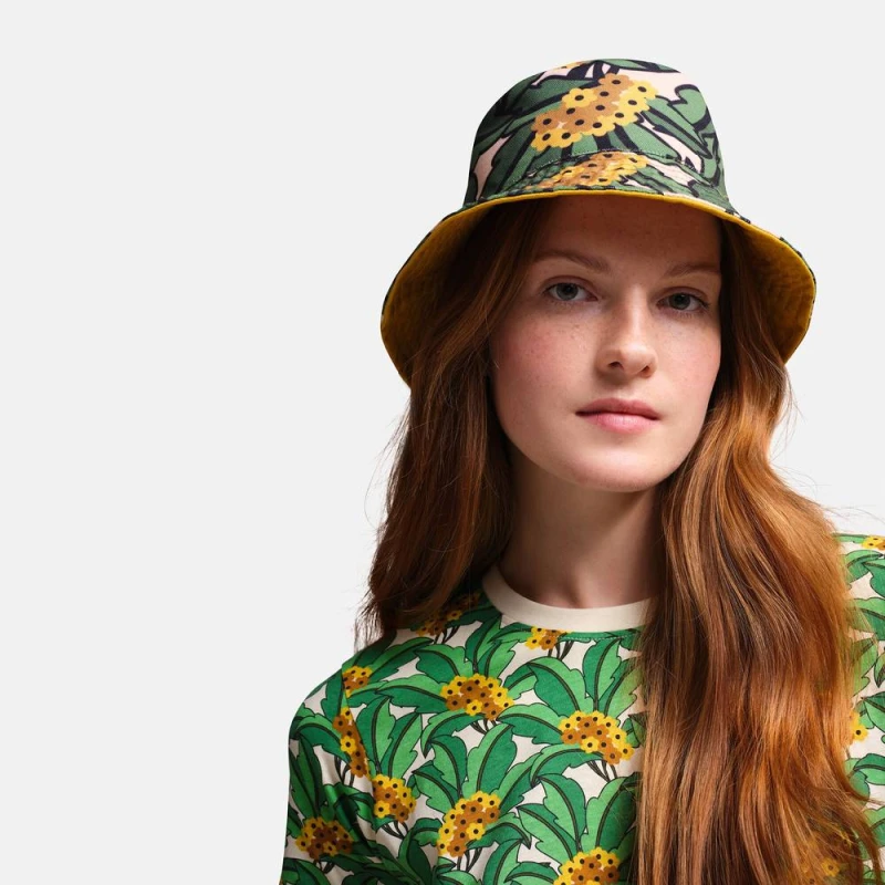Image of Regatta 'Orla Reversible' Floral to Block Colour Bucket Hat Green female