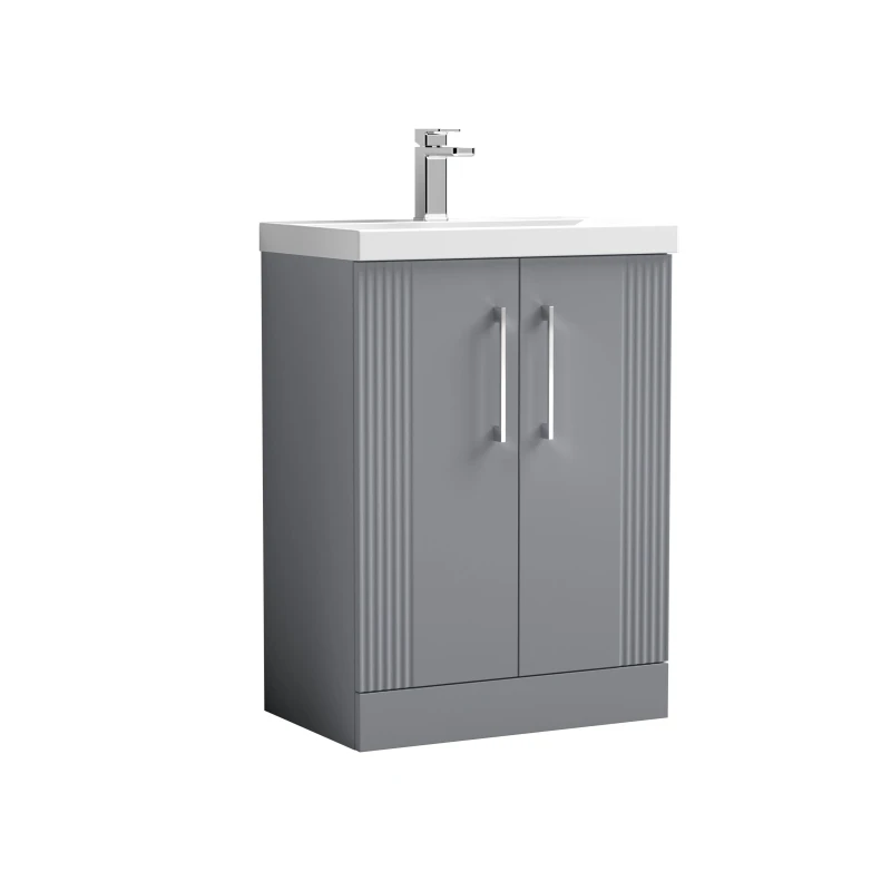 Image of Balterley 2 Door Floor Standing Vanity Unit Mid Edge Basin Grey 600mm Grey