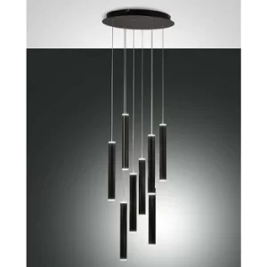 Image of Fabas Luce Prado LED Cluster Pendant Ceiling Light Black Glass