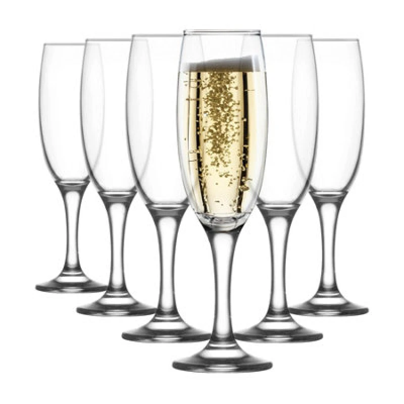 Image of LAV Empire Glass Champagne Flutes - 220ml - Pack of 6 Clear unisex