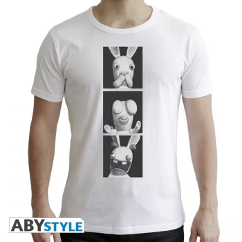 Image of Lapins Cretins - 3 Wise Rabbids Mens Large T-Shirt - White