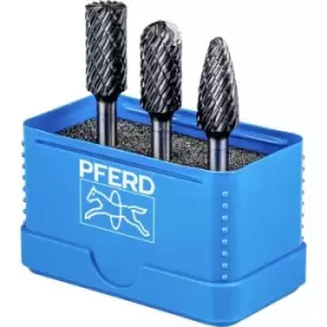 image of Pferd Tungsten Carbide High-performance Burr Set Allround HC-FEP 3 Piece Shank D