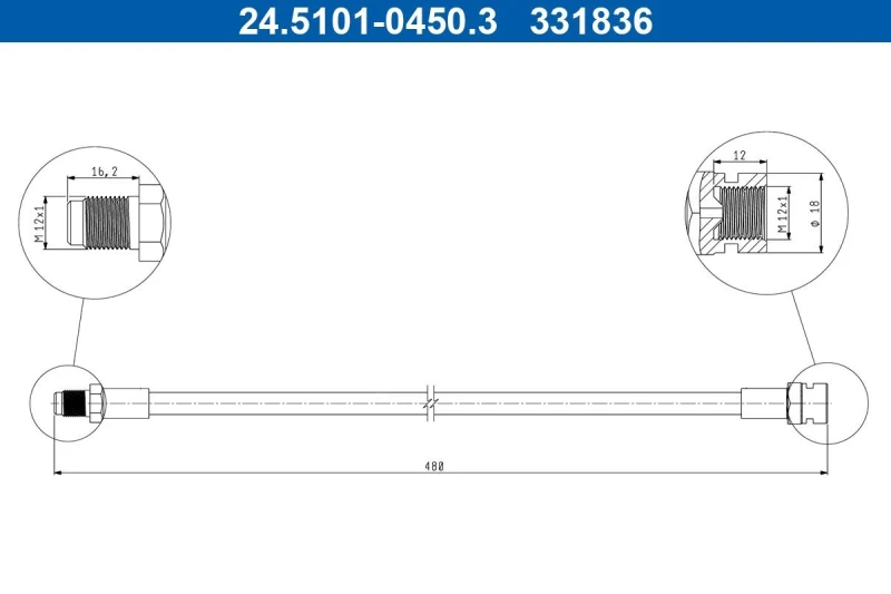 Image of Brake hose ATE 24.5101-0450.3