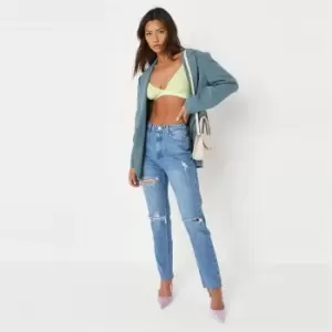 image of Missguided Wrath High Wasited Ripped Jeans - Blue