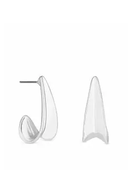 Mood Silver Polished Dome Sculptured Hoop Earrings