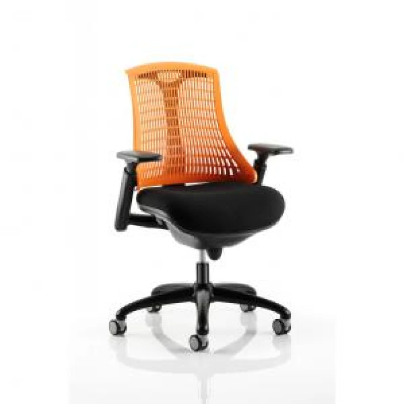 Image of Flex Task Operator Chair Black Frame Black Fabric Seat Orange Back DYNKC0075