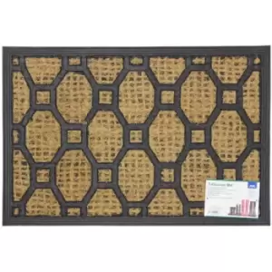 image of Alba Woven Tuffscrape Rubber Coir Entrance Door Mat, Octagon, 40 x 60cm - JVL