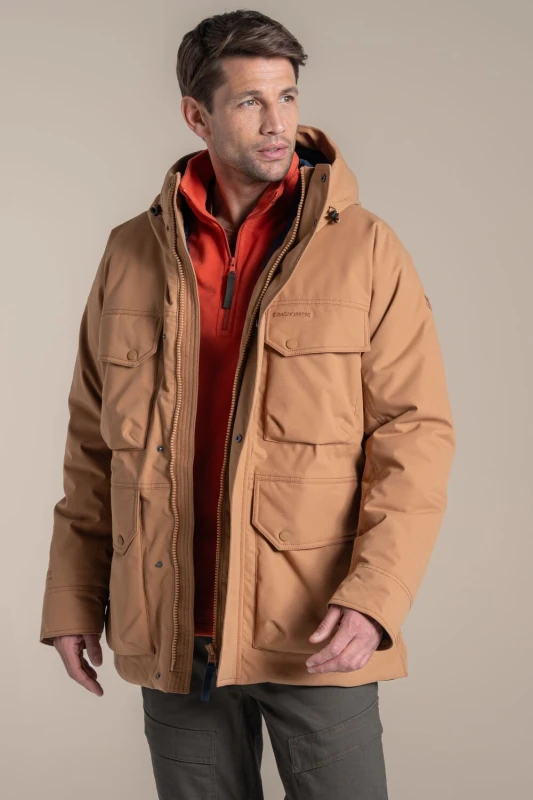 Image of Craghoppers Craghoppers Men Hamps Waterproof Breathable Padded Insulated Jacket in Dark Grey Size: Medium Dark Grey M Male 5063260128735