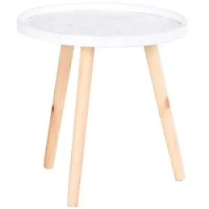 Image of Homcom Flower Side Table with Saucer Top White 400 x 40.5 x 405 mm