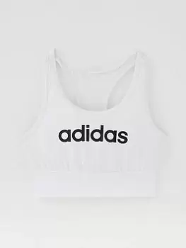 Image of adidas Girls Linear Sports Bra - White/Black, Size 11-12 Years, Women