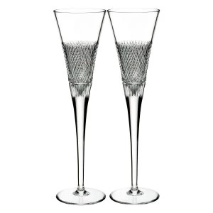 Image of Waterford Diamond Line Flute Set Of 2