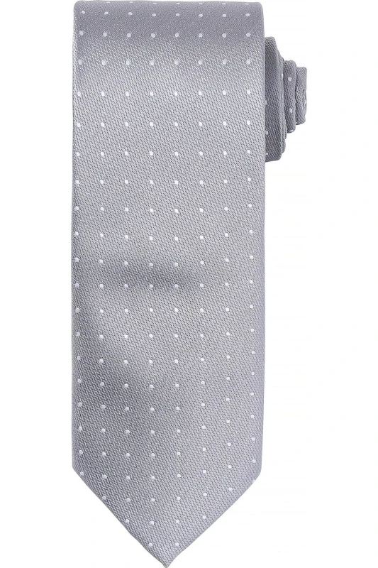 Image of Premier Premier Men Micro Dot Pattern Formal Work Tie in Metallic Silver Metallic Silver One Size Male 5057080770588