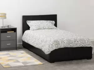 Image of Seconique Waverley 3ft Single Black Faux Leather Ottoman Bed Frame