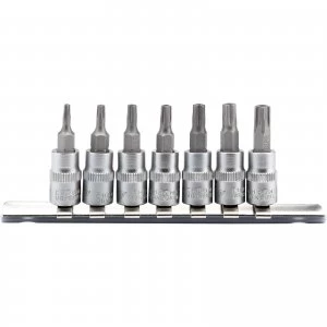 image of Draper 7 Piece 1/4" Drive Five Lobe Security Socket Bit Set 1/4" 37mm