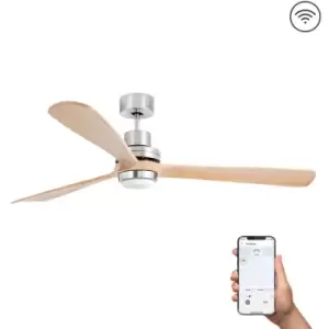 image of Faro Lantau Extra Large LED Matt Nickel, Pine Ceiling Fan dc Smart 15W 3000K, 6 Speed