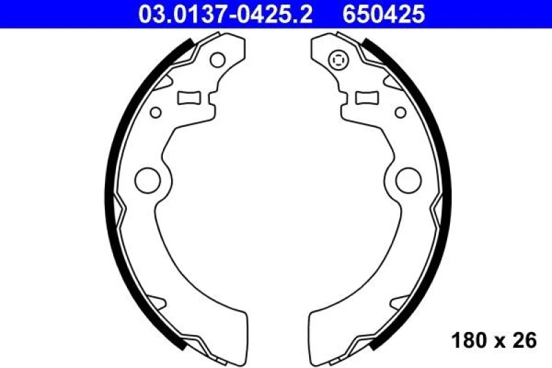 Image of ATE 03.0137-0425.2 Brake Shoes without lever Brake Shoe Set (70)