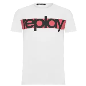 Image of Replay Block Logo T-Shirt - White